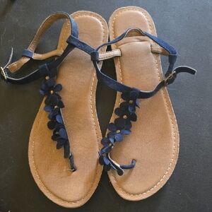 Navy Floral Sandals Size 7 Faded Glory Sandals